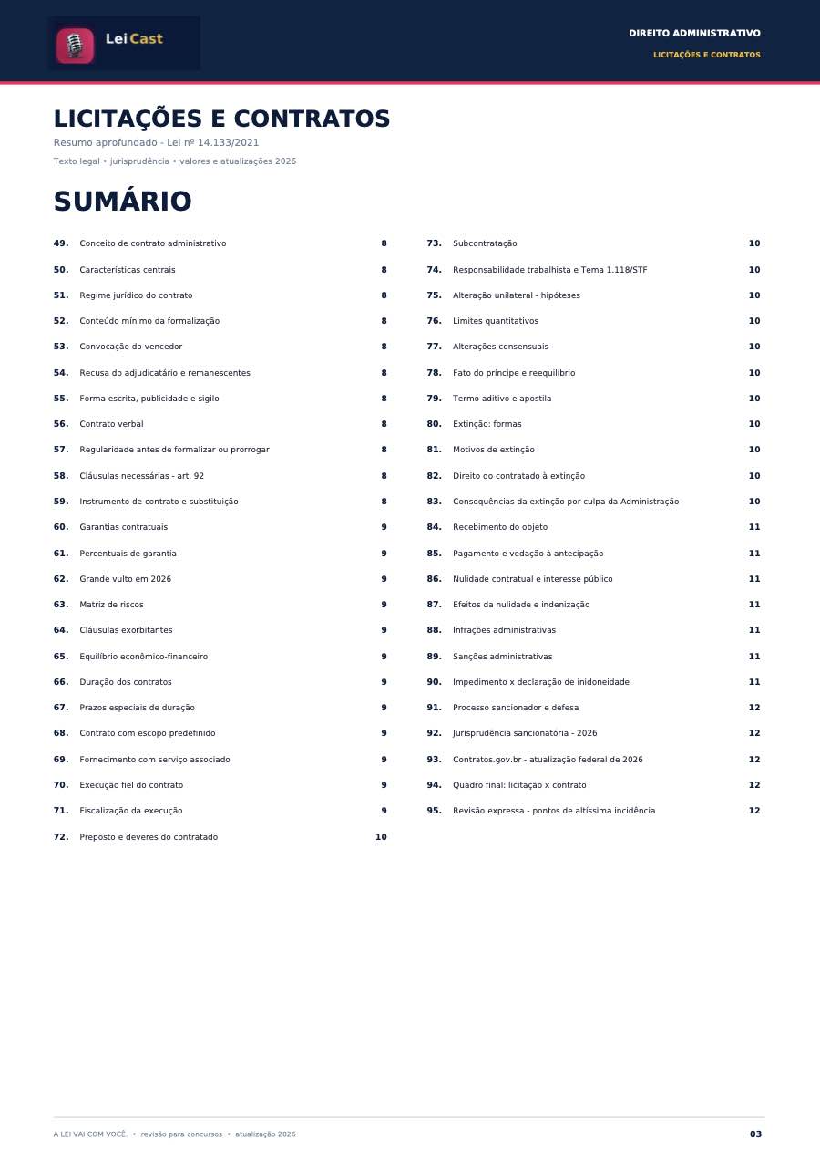 Administrativo — Licitações e Contratos · página do resumo