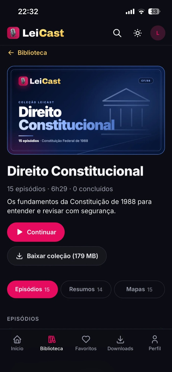 Cada matéria com aulas, resumos e mapas