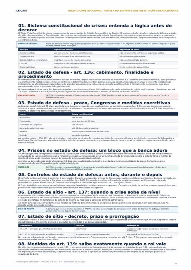 Constitucional — Defesa do Estado e das Instituições Democráticas · página do resumo