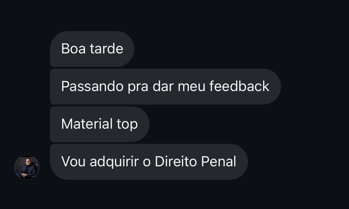 “Material top. Vou adquirir o Direito Penal.”